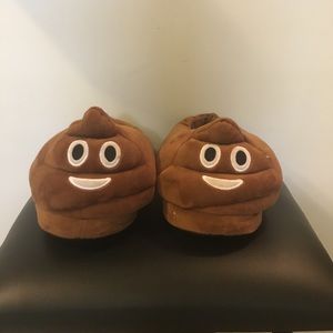 Poop emoji slippers.